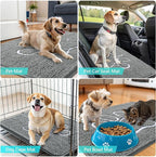 OLANLY Dog Door Mat for Muddy Paws 48x30, Paw Print Design, Absorbs Moisture and Dirt, Absorbent Non-Slip Washable Doormat, Quick Dry Chenille Mud Mat, Entry Indoor Entryway Carpet, Grey and White