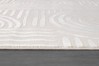 Beverly Rug Modern Geometric Area Rug 5x7 Low-High Pile Durable Soft Abstract Curved Indoor Rugs for Living Dining Room Office Stain Resistant Non Shedding Casual Indoor Carpet Beige White 5 x 7