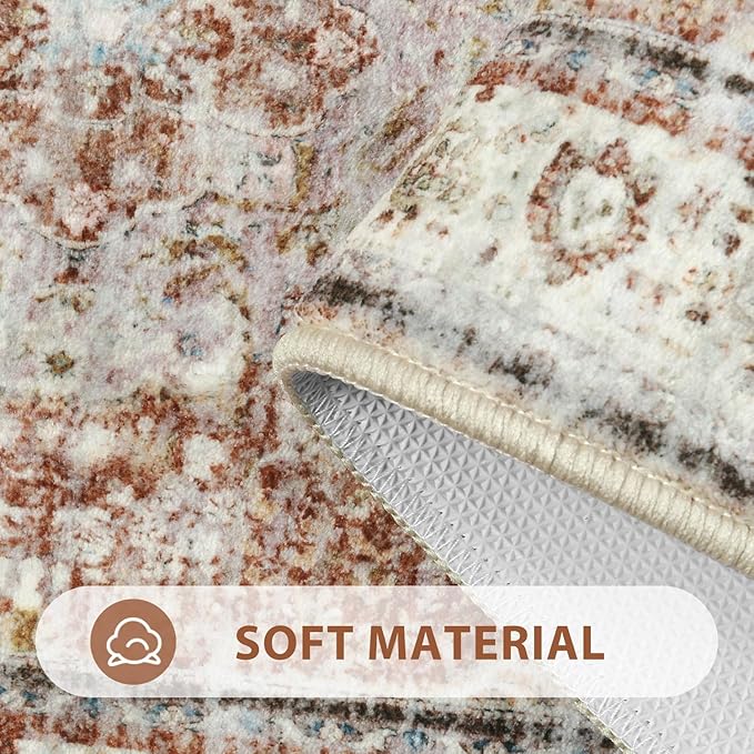 Uphome Orange Bath Mat, Distressed Farmhouse Boho Bathroom Rugs, Super Cozy Velvet Small Bathroom Mats, Non Slip Machine Washable Bathroom Floor Mat for Toilet Sink Shower, 18x26 inch