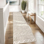 KUTA Moroccan Washable Kitchen Rugs 2x8 Non-Slip Vintage Beige Boho Rugs Hallway Runner Rug Ultra Soft Geometric Floor Carpet Runners for Bedroom Laundry Living Room