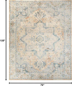 Nourison Home Astra Machine Washable Beige Blue 6'7" x 9' Area Rug - Easy Clean, Non Shedding, Bed Room, Living Room, Dining Room, Kitchen (7' x 9')