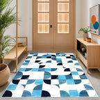 Modern Abstract Rugs Machine Washable, 4x6 Area Rugs for Bedroom Entryway Living Room Bedside Low-Pile, Boho Small Throw Floor Carpet Non Slip Soft Indoor Rug Ultra-Thin Navy Blue