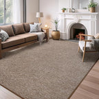 AROGAN Washable 7×10 Living Room Rug, Modern Area Rugs with Soft Memory Foam for Bedroom, Minimalist Non-Slip Indoor Floor Carpet for Dining Room Office Kids Playroom Decor, Matte Brown