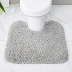 Grey Toilet Rug 22x24 Non Slip Fluffy Toilet Floor Mat U Shaped Washable Bathroom Contour Rug for Toilet Absorbent Thick Toilet Carpet