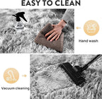 Shaggy Soft Fluffy Rug Non-Slip Indoor Floor Carpet for Living Room Anti-Skid Indoor Plush Carpet for Living Room, Height Pile 1.4" Plush Rug Tie-Dyed Light Grey 2x3 Feet
