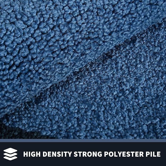 PURRUGS Dirt Trapping Door Mat 32" x 48", Non-Slip/Skid Machine Washable Entryway Rug, Shoes Scraper, Throw Rug, Super Absorbent Area Rug for Muddy Wet Shoes and Paws, Light Blue & Navy