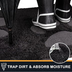 PURRUGS Dirt Trapping Door Mat 24" x 35.5", Non-Skid/Slip Machine Washable Microfiber Entryway Rug, Dog Doormat, Super Absorbent Welcome Mat for Muddy Wet Shoes and Paws, Charcoal