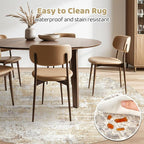 Round Rug Living Room Rugs: 7Ft Washable Circle Large Abstract Modern Soft Stain Resistant Non Slip Indoor Floor Carpet for Bedroom Nursery Office Dining Room Dorm Home House Decor- Gray Gold