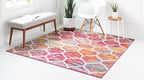 Rugs.com Lattice Frieze Collection Rug – 7' Square Multi Medium Rug Perfect for Living Rooms, Kitchens, Entryways