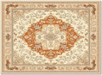 Orange Bohemian Rectangular Area Rugs for Living Room Bedroom 5 x 6.9 ft Vintage Farmhouse Floral Pattern Non-Shedding Soft Low Pile Rug Non Slip Washable Rug for Nursery Entryway Playroom