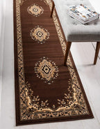 Unique Loom Reza Collection Traditional Persian Style Area Rug, 2 ft 2 in x 8 ft 2 in, Brown/Ivory
