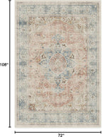 RUGGABLE Washable Vintage Area Rug – Sarrah Coral 6x9, Stain-Resistant, Non-Slip – Medium Machine Washable Rugs for Living Room, Bedroom, Hallway, Entryway & Office–with Cushioned Pad