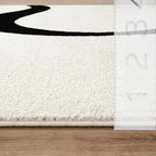 Abani Abstract Beige/Black Area Rug - 6'x9' - Modern Curved Line Design - Deco Collection - Easy to Clean - Durable for High Traffic Areas - Bedroom, Office & Kitchen - Medium Pile