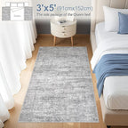 Washable Area Rug: 3x5 ft Abstract Small Rugs for Entryway Kitchen Living Room Bedroom - Non Slip Modern Neutral Carpet Indoor Front Door - Vintage Grey