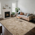 Fluffy Rug Shaggy Area Rug, Beige 6x9 Area Rugs for Living Room, Large Shag Area Rugs for Bedroom Kids Room Home Decor, Upgrade Anti-Skid Rectangular Fuzzy Rugs
