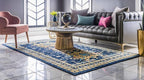 Unique Loom Taftan Collection Border Geometric Tribal Inspired Design Area Rug (8' 0 x 10' 0 Rectangular, Navy Blue/ Gold)