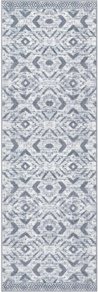 KILOCOCO Hallway Runner Rug 3'x8' Washable Printed Moroccan Runner Rugs Non Slip Entryway Rugs Soft Indoor Long Floor Rug for Bedroom Kitchen Living Room Geometric Boho Carpet Runners, Grey White