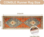 COMSLE Boho Runner Rug, 2' x 7' Washable Rugs for Hallway Faux Wool Small Kitchen Area Rug Distressed Throw Rug Non-Slip Laundry Room Rug Carpet Runner for Entryway Indoor Bedroom