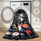 Runner Rug for Entryway: 2.6x8 Kitchen Rugs Non Slip Washable Ultra-Thin Soft Floral Carpet Indoor Floor Stain Resistant Carpets for Hallway Bedroom Kitchen Laundry Bathroom Dorm Black
