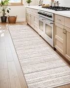 LUMI Washable Runner Rug, 3'x7' Non-Slip Hallway Mat, Low Profile Thin Long Carpeet for Laundry Kitchen Bedroom Office, White and Brown