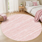 Nakagishi Round Rug Kitchen Washable Rugs: 5x5 Non-Slip Boho Soft Modern Stain Resistant Indoor Floor Neutral Farmhouse Throw Carpet for Hallway Bathroom Laundry Room Entryway Bedroom- Pink