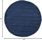 Unique Loom Solid Shag Collection Area Rug (6' 1" Round, Sapphire Blue/ Navy Blue)