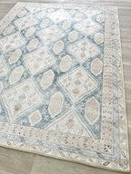 Fame Living Faded Oushak Rug, Turkish Vintage Floral Pastel Large Oversized Area Rugs for Living Room Dining Bedroom Kitchen Bathroom Nursery (848CrNv, 7'5" x 9'8")