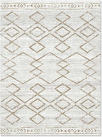 jinchan Moroccan 4x6 Area Rugs for Bedroom - Machine Washable Soft Modern Geometric Stain Resistant Non-Slip Ultra-Thin Low-Pile Faux Wool Carpet for Living Room Kitchen Dining Room (4x6ft, Taupe)
