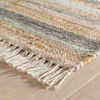 Dash & Albert Ravel Stripe Blue Handwoven Wool Rug, 8.5 X 11.5 Feet, Blue Geometric Pattern