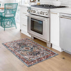 KOZYFLY Small Area Rug 2x3 Ft Rugs for Entryway Washable Boho Entry Rug Non Slip Door Mat Indoor Entrance Faux Wool Vintage Printed Kitchen Rug Throw Rugs for Entrance Kitchen, Brick Red/Orange/Green