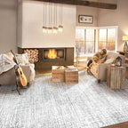 8x10 Area Rugs for Living Room, Washable Large Area Rug Neutral Modern Abstract Bedroom Rug Soft Non Slip Low Pile Stain Resistant Indoor Carpet for Nursery Kids Dining Room Office(Grey, 8'x10')