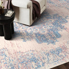 vivorug 3x5 Rug, Small Area Rug for Living Room, Bedroom, Kitchen, Machine Washable Non-Slip Throw Rug, Vintage Carpet for Entryway Nursery Coffee Table - Durable (Pink)