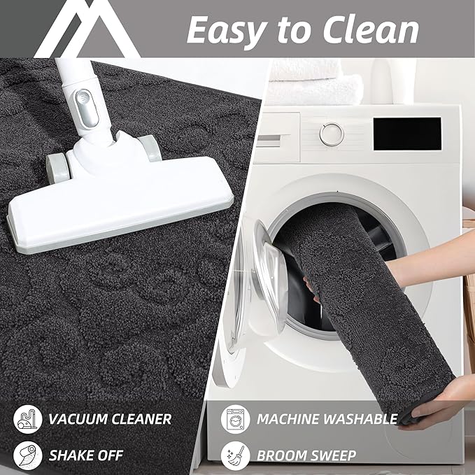 COSY HOMEER Door Mat 20”x32”,Absorbent Dirt Trapper Entryway Rugs,Non-Slip Welcome Mat,Washable Entry Rugs,Low Pile Doormat for Front Back Door,Wet Shoes & Paws,Dark Grey