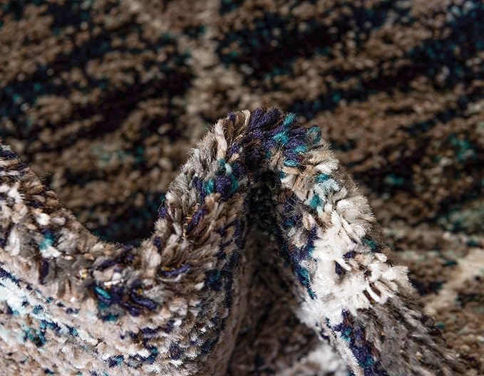 Unique Loom Trellis Frieze Collection Area Rug - Geometric (5' Round, Blue Multi/ Ivory)
