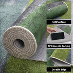 Ciicool Modern Abstract Green Rug for Living Room, 9'x12' Machine Washable Area Rug Non-Slip Rug, Low-Pile Contemporary Indoor Dining Floor Carpet for Bedroom Office Under Table Home Decor