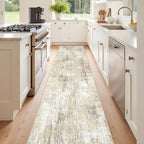 Washable Area Rugs 2'x10' Non-Slip Modern Abstract Soft for Living Room Entryway Bedroom Nursery, Print Pattern, Neutral Brown Gray