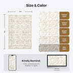 WITSHOCK Washable 2x3 Entryway Area Rug: Soft Non-Slip Backing Washable Rugs Vintage Flower Boho Accent Small Rugs for Bedroom, Kitchen, Bathroom, Nursery Entrance,Camel