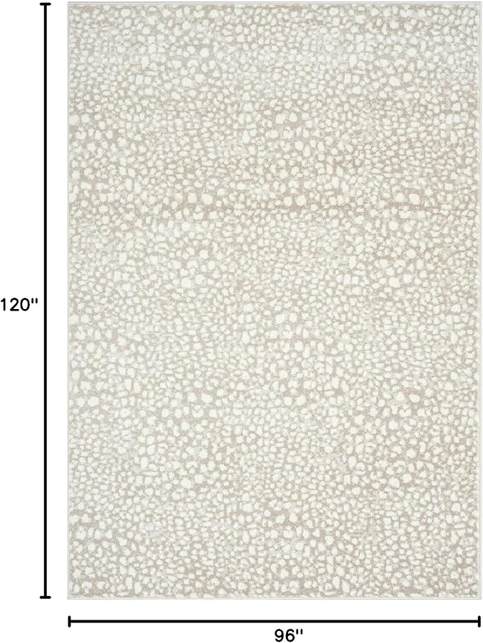 Abani Beige Cheetah Print 7'9"x10'2" Area Rug Rugs, Arto Collection - Contemporary Durable Accent Rug