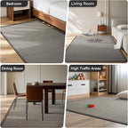 Washable Area Rug 6x9 Large Jute Like Rug for Living Room, Soft Non Slip Rugs Carpet for Dining Room Bedroom Cotton Boho Woven Braided Rugs Home Office Decor, Grey