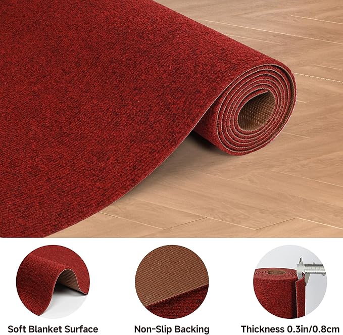 jxgzyy Red Carpet Runner for Party, 2'11" x 9'10" Non Slip Runner Rug, Heavy Duty Indoor Outdoor Floor Mat for Wedding, Hollywood Movie Award Ceremony Decoration
