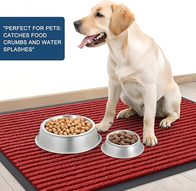OLANLY Front Door Mat Indoor Outdoor Entrance, Waterproof Heavy Duty Doormat, Fade Resistant, Low Profile, Easy Clean Patio Porch Welcome Floor Mats for Entry, 29.5x17, Red