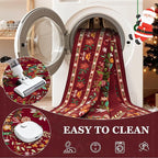 9x12 Area Rugs Living Room Rug: Christmas Washable Rug Floral Soft Carpet Indoor Floor Non-Slip Boho Stain Resistant Large Carpets for Bedroom Kids Nursery Dining Room Farmhouse Home Office Red
