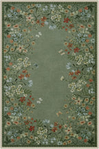 Wonnitar Washable Area Rug 4x6, Green Floral Rugs for Living Room, Non-Slip Large Kitchen Throw Mat, Low-Pile Indoor Botanical Floor Carpet for Girls Bedroom Laundry Entrance (Green,4'x6')