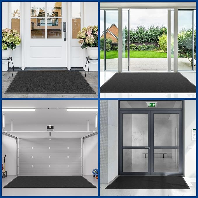 Sturdy Front Door Mat, 48" x 24" Heavy Duty Indoor Outdoor Doormat for Entryway, Fade Resistant, Waterproof Low Profile Entry Mat, Non Slip Welcome Mat for Outside Entrance, Patio, Home