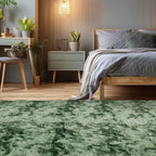 Andency 6x9 Area Rugs, Large Shag Fluffy Soft Shaggy Rugs for Living Room Bedroom, Non-Slip Tie-Dyed Army Green Thick Plush Carpet for Kids Girls and Boys, Dorm Nursery Home Decor Aesthetic