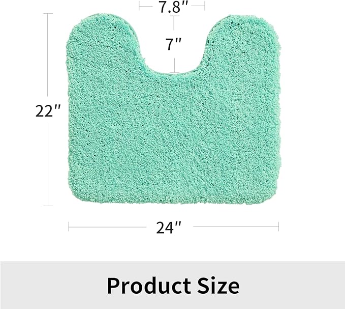 Toilet Rug 22x24 Spa Blue Non Slip Fluffy Toilet Floor Mat U Shaped Washable Bathroom Contour Rug for Toilet Absorbent Thick Toilet Carpet
