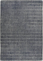 Hand-Tufted 100% Wool Area Rug – Unique Modern Geometric Grid Pattern, Soft Plush Textured Carpet for Living Room, Bedroom, Dining Room & Entryway (Smoke, 6' x 8')
