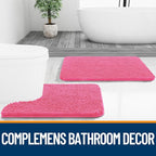 OLANLY Bathroom Rugs 24x16, Extra Soft Absorbent Chenille Bath Rugs, Rubber Backing Quick Dry, Machine Washable Bath Mats for Bathroom Floor, Tub and Shower, Home Decor Accessories, Hot Pink
