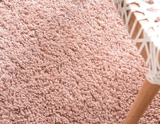 Unique Loom Davos Shag Collection Area Rug - Solid (2' 2" x 6' 7" Runner, Dusty Rose)