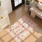 Vintage Medallion Floral Indoor Door Mat 2x3, Machine Washable Entryway Rug, Low Pile Soft Small Carpet, Non-Slip Area Rug for Entrance, Bedroom, Kitchen & Kids Room | Pink